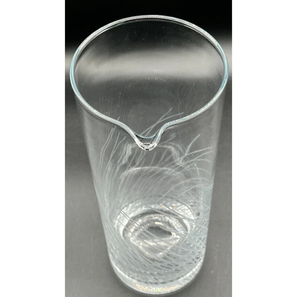 Vtg Sea Grass Etched Clear Glass Mixing‎ Pitcher Cocktail Martini Barware 9.5